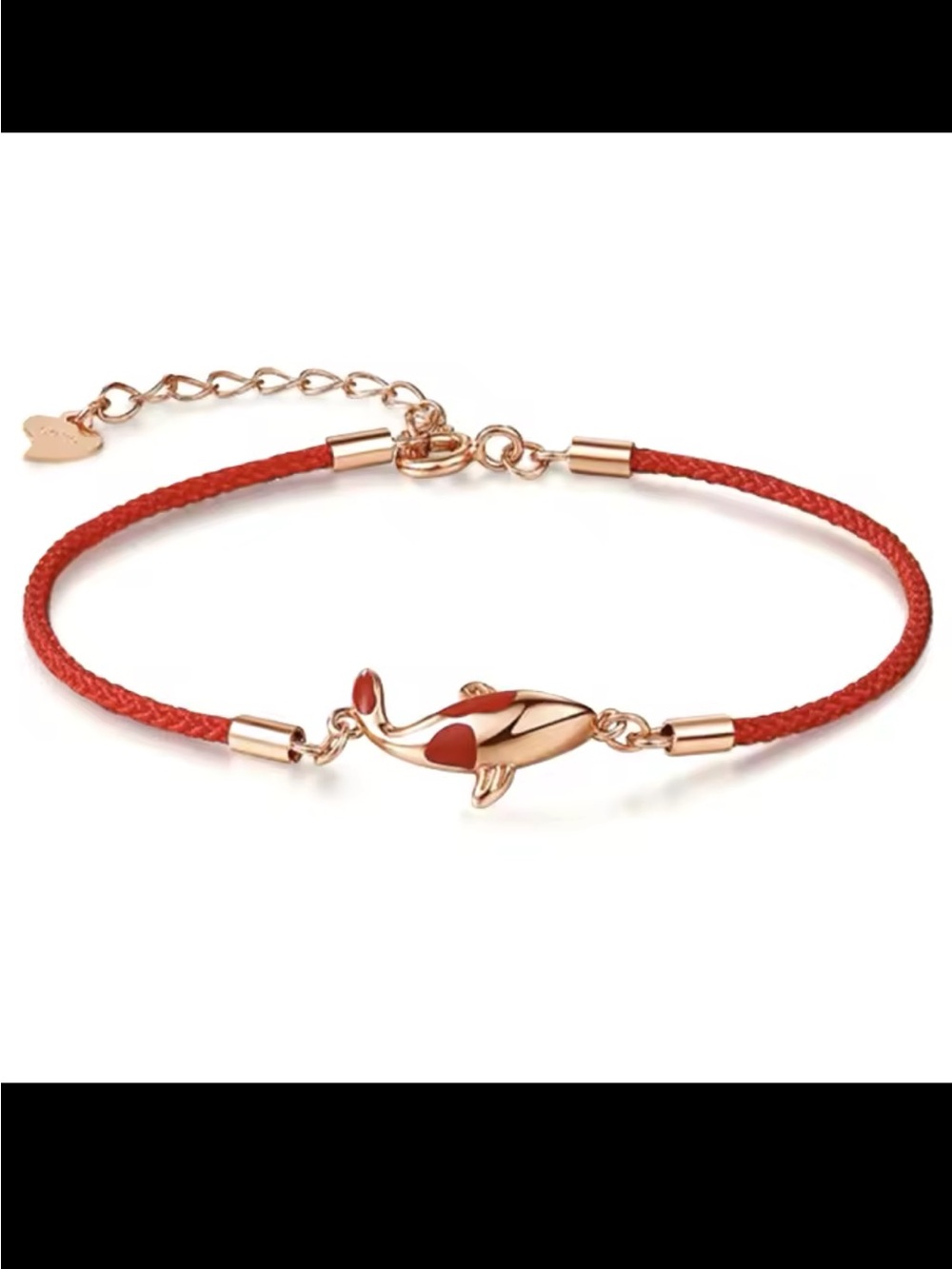 Anthropologie Red Cord Bracelet with Rose Gold Tone Dolphin Charm